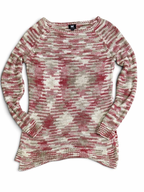 W by Worth Sweaters - W by Worth Pink & Cream Marled Crewneck Sweater Size Medium